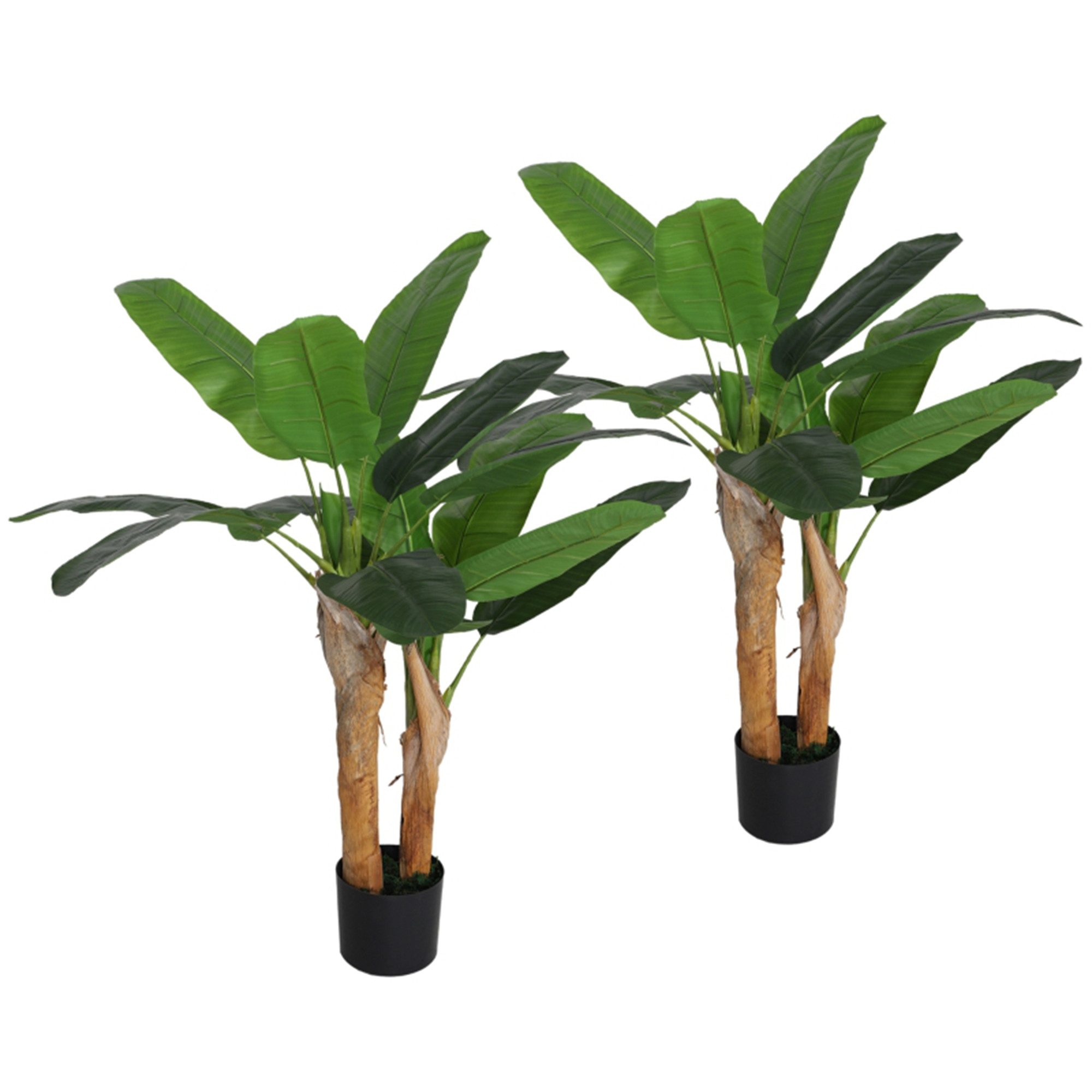 Bananenbaum 2er Set groß 120 cm Kunstpflanze, Künstliche Pflanzen