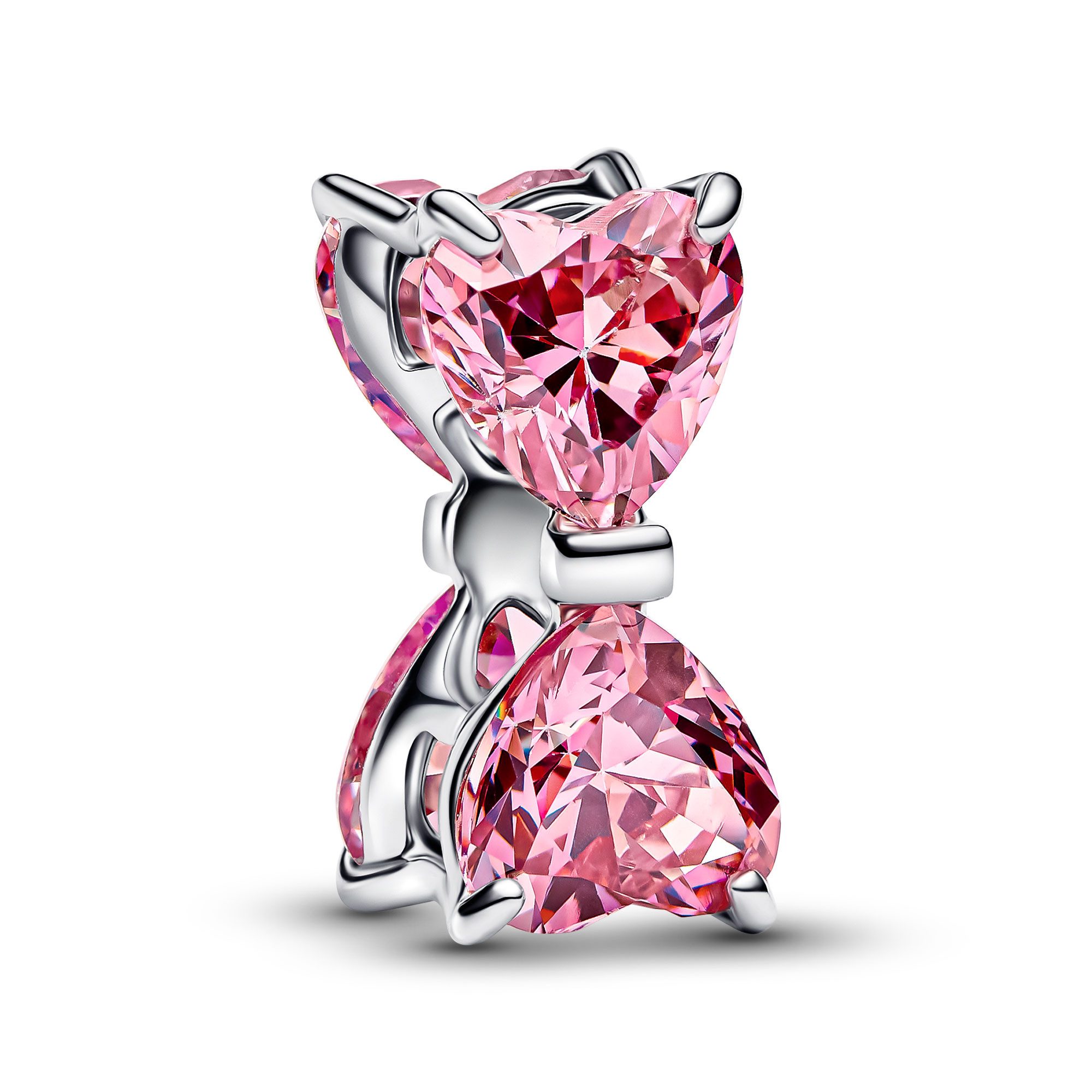 Pandora Bead Charm Silber Pinkfarbene Schleife