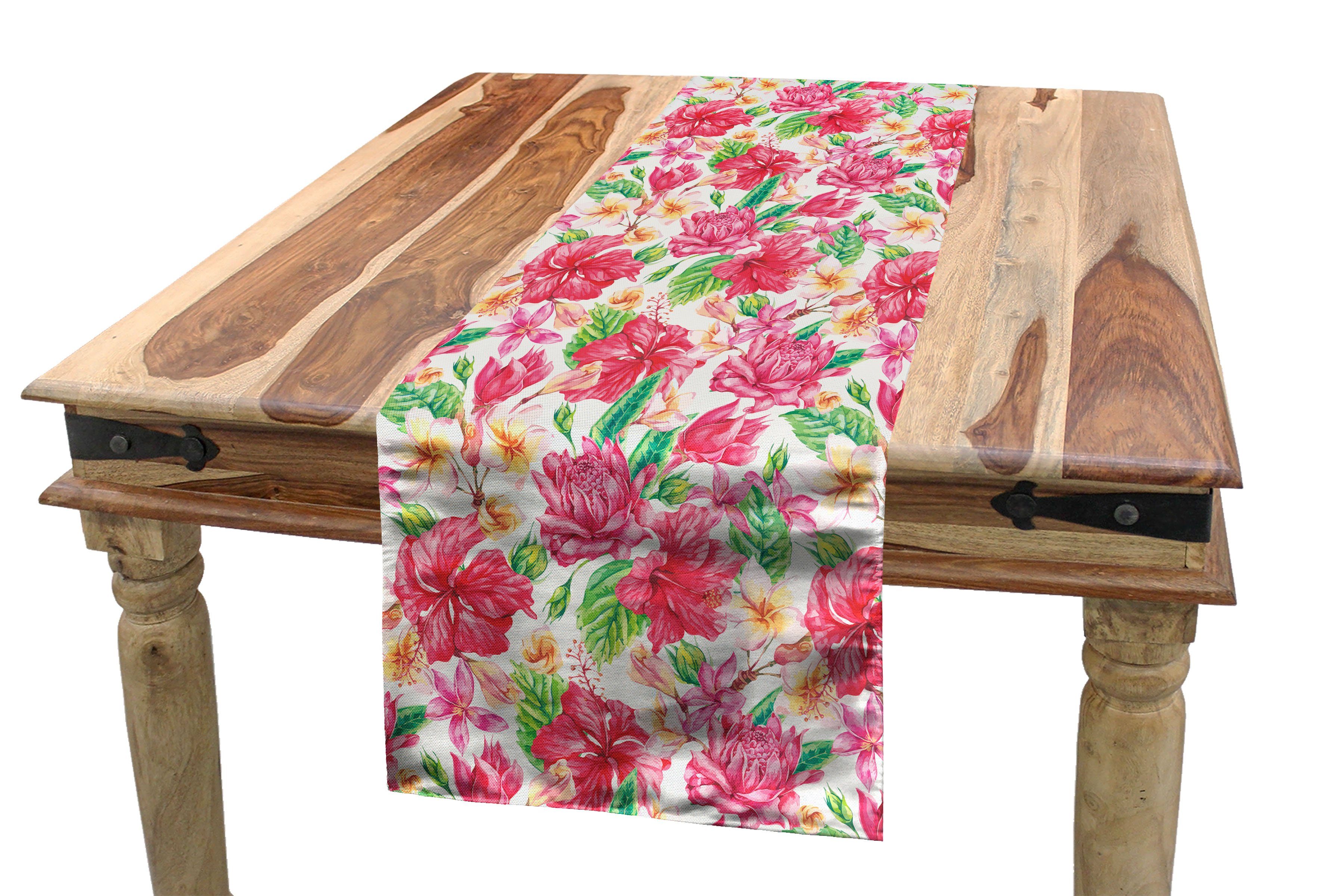 Tischläufer Hibiskus Abakuhaus Sommer Dekorativer Rechteckiger tropische Tischläufer, Esszimmer Küche Blumen