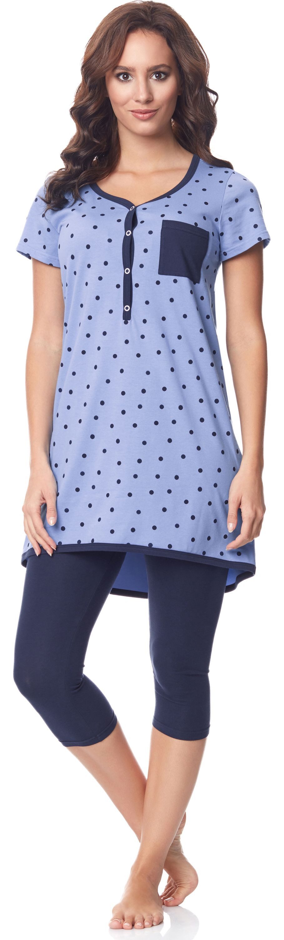 Umstandspyjama Damen Kurzarm Pyjama mit Stillfunktion BE20-177