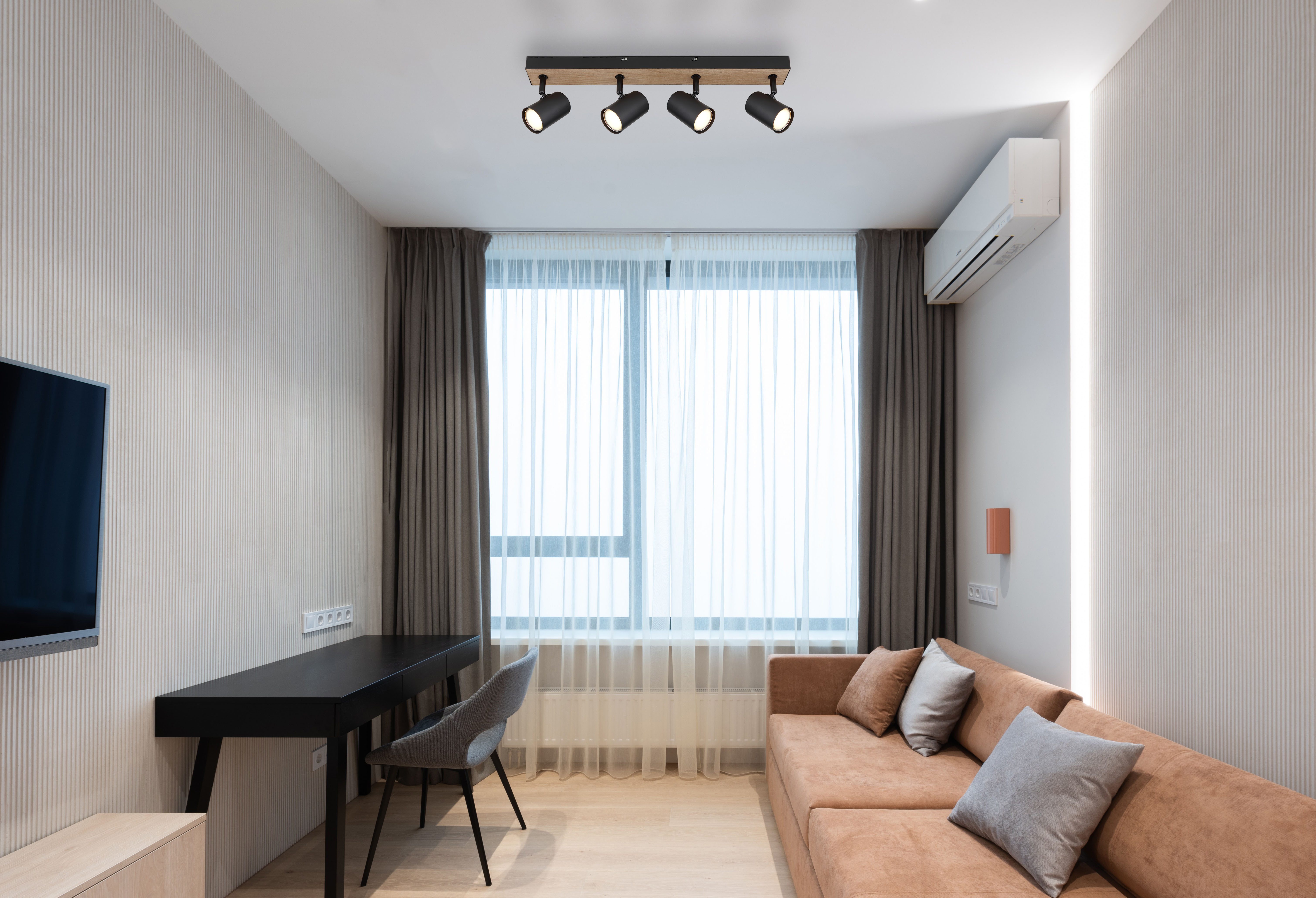 GLOBO LIGHTING Deckenspot ROBBY, ohne Leuchtmittel, Strahler Schwarz/MDF Holzoptik, beweglich, GU10 35W