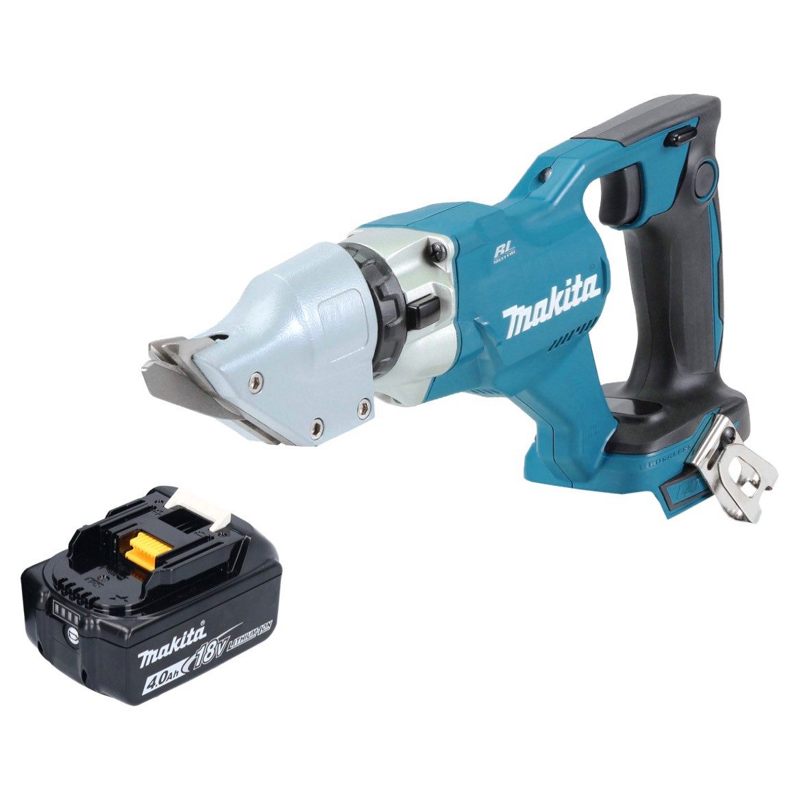 Makita Akku-Blechschere DJS 200 M1 Akku Blechschere 18 V 2,0 mm Brushless + 1x Akku 4,0 Ah