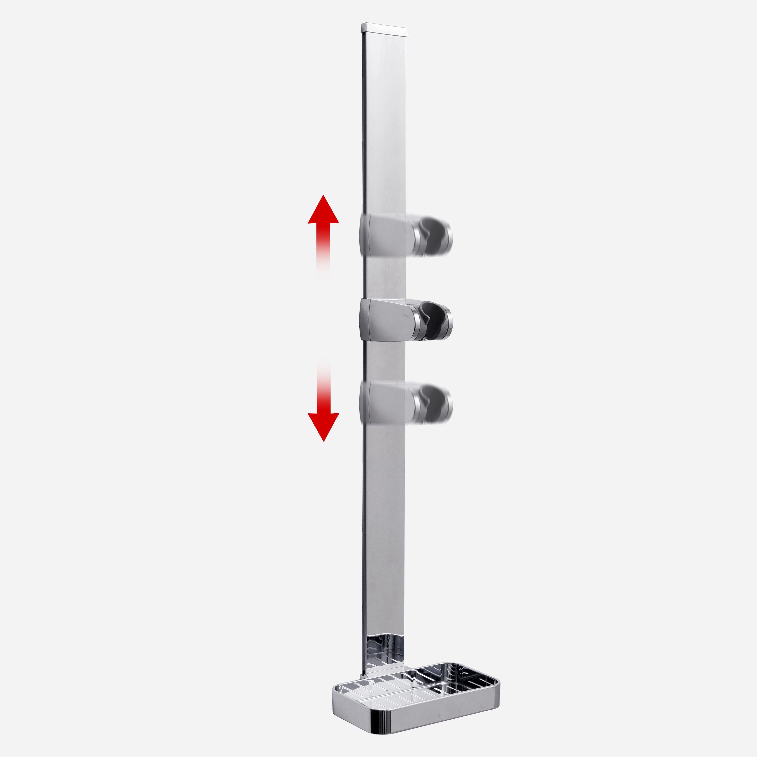 Euroshowers GmbH Duschbrause Duschstange ohne Bohren mit Duschkopf 3M Klebemontage Chrom, Zum Kleben – Bild 2 von 5