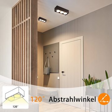 ZMH LED Deckenstrahler Deckenleuchte LED Deckenspots - Eckig mit 3 Flammig Schwenkbar, 3000k, 15W GX53 Aufbaustrahler für Küche Wohnzimmer, Schwarz