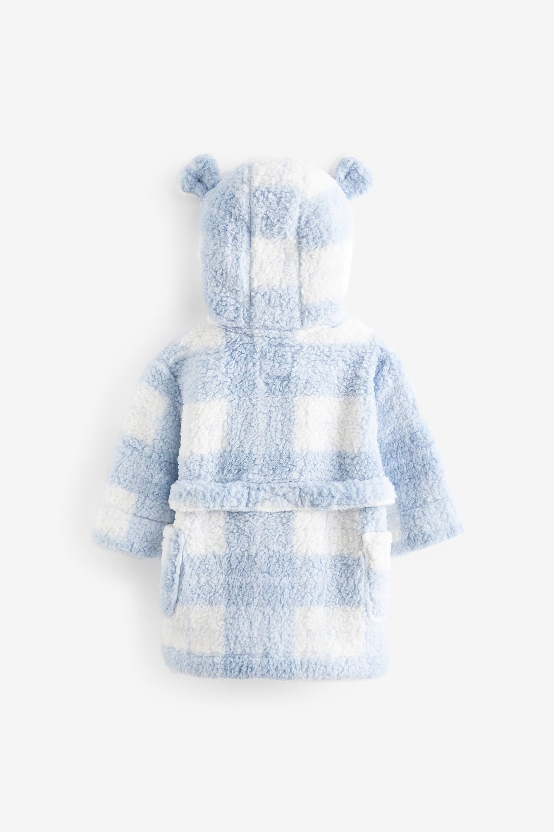 Next Kinderbademantel Bademantel aus Ears Blue Polyester Fleece, Check Bear