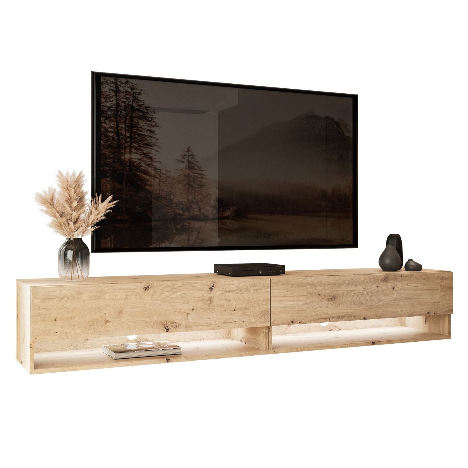 ALLHOUSE24 Lowboard ALISSE 180 cm Breite hängender TV Schrank LOFT Artisan Eiche (2 x Schränke 90 cm breit), Gesamtbreite 180 cm