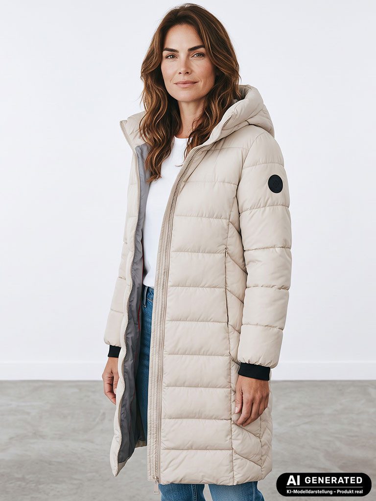 Blue Wave Steppmantel Damen Mantel Oktavia Gesteppt Wattiert - Outdoor-Mantel Wintermantel Große Kapuze, 2-Wege-Frontreißverschluss, Reißverschlusstaschen