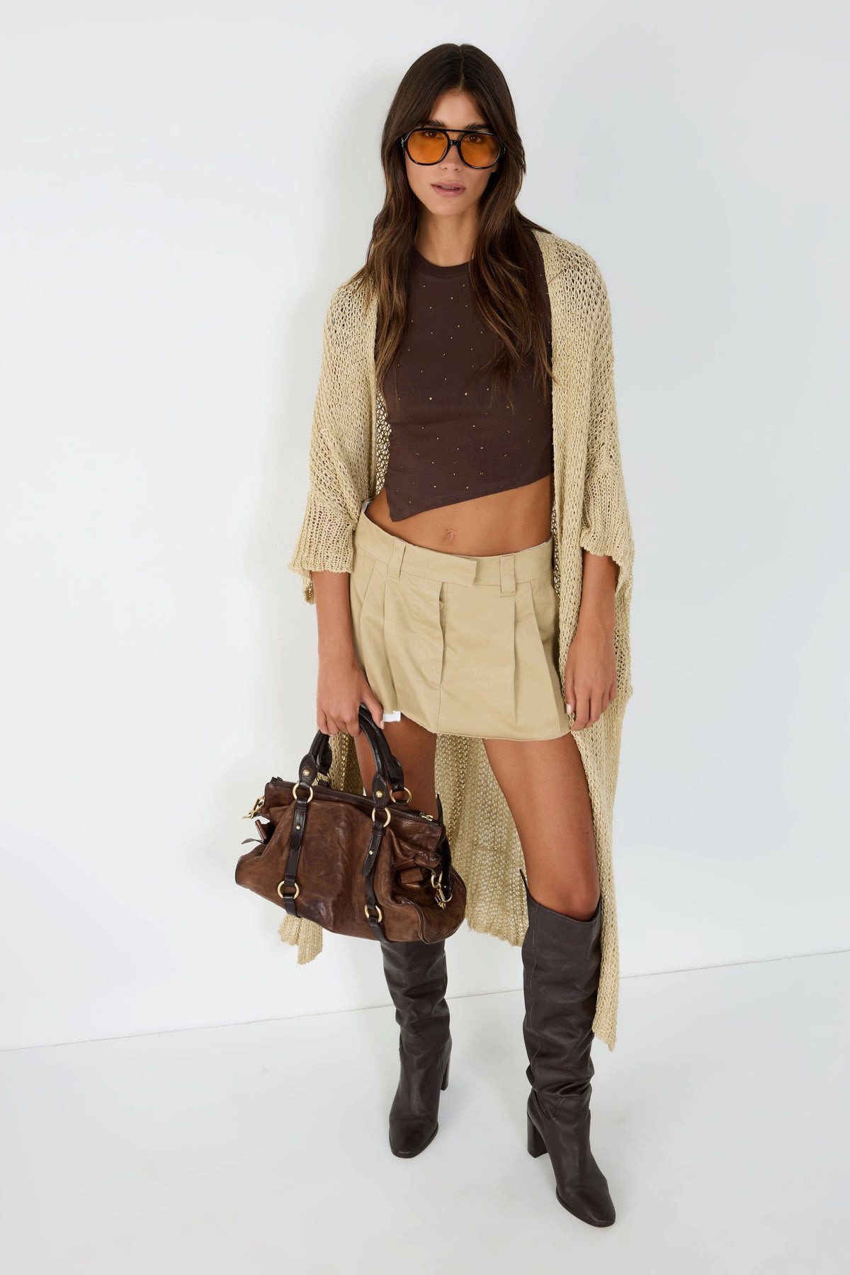 No Matter What Crop-Top Asymmetrischer Body mit Steinverzierungen