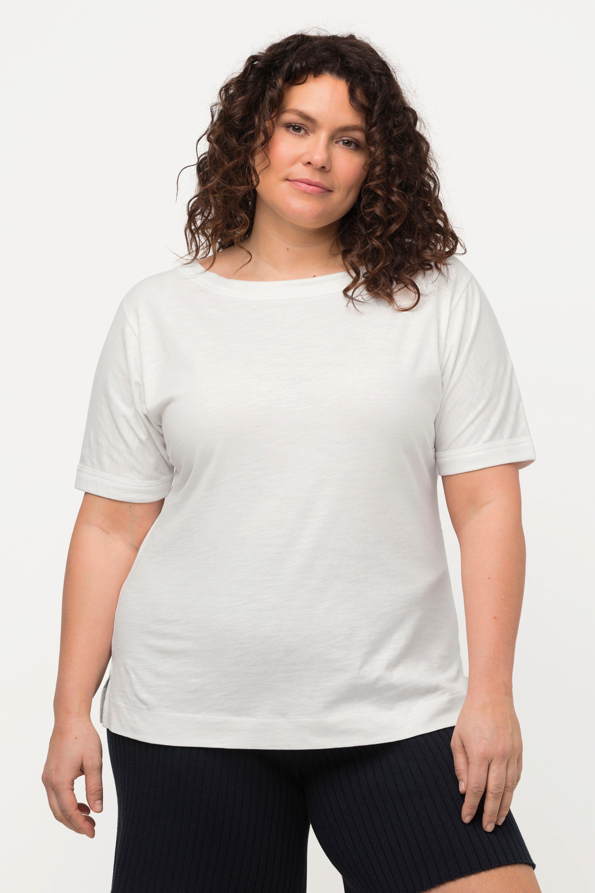 Ulla Popken Rundhalsshirt T-Shirt Oversized Rundhals Halbarm Biobaumwolle | Rundhalsshirts