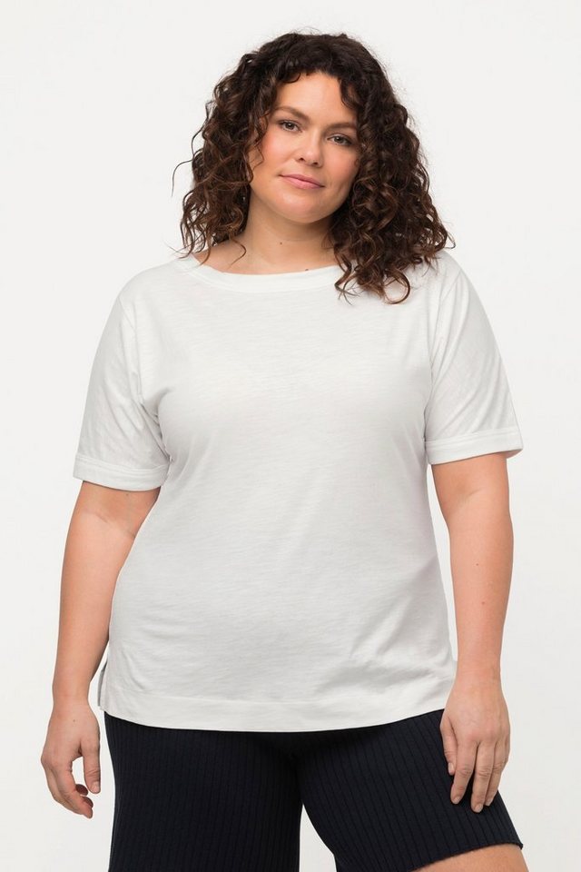 Ulla Popken Rundhalsshirt T-Shirt Oversized Rundhals Halbarm Biobaumwolle
