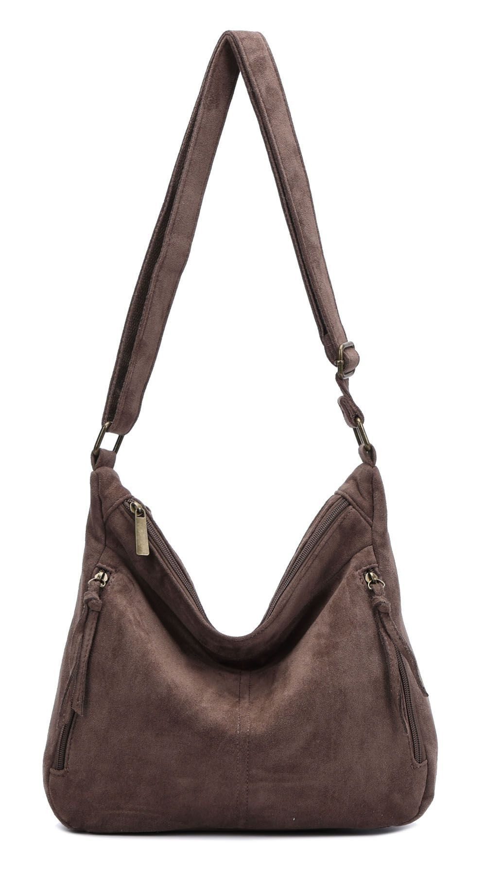 ITALYSHOP24 Schultertasche Damen Tasche Shopper Crossbody Handtasche Umhängetasche Beuteltasche, CrossOver Damentasche Hobo Bag Henkeltasche Reisetasche Leder Optik