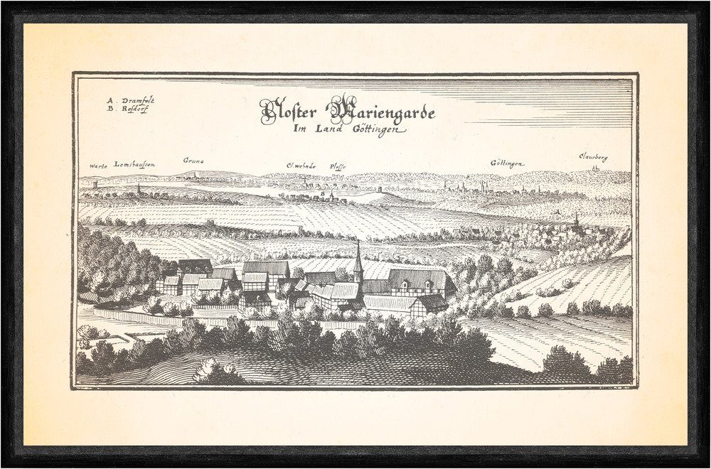 Kunstdruck Kloster Mariengarde Klostergut Mariengarten Klosterkirche Faks_Merian