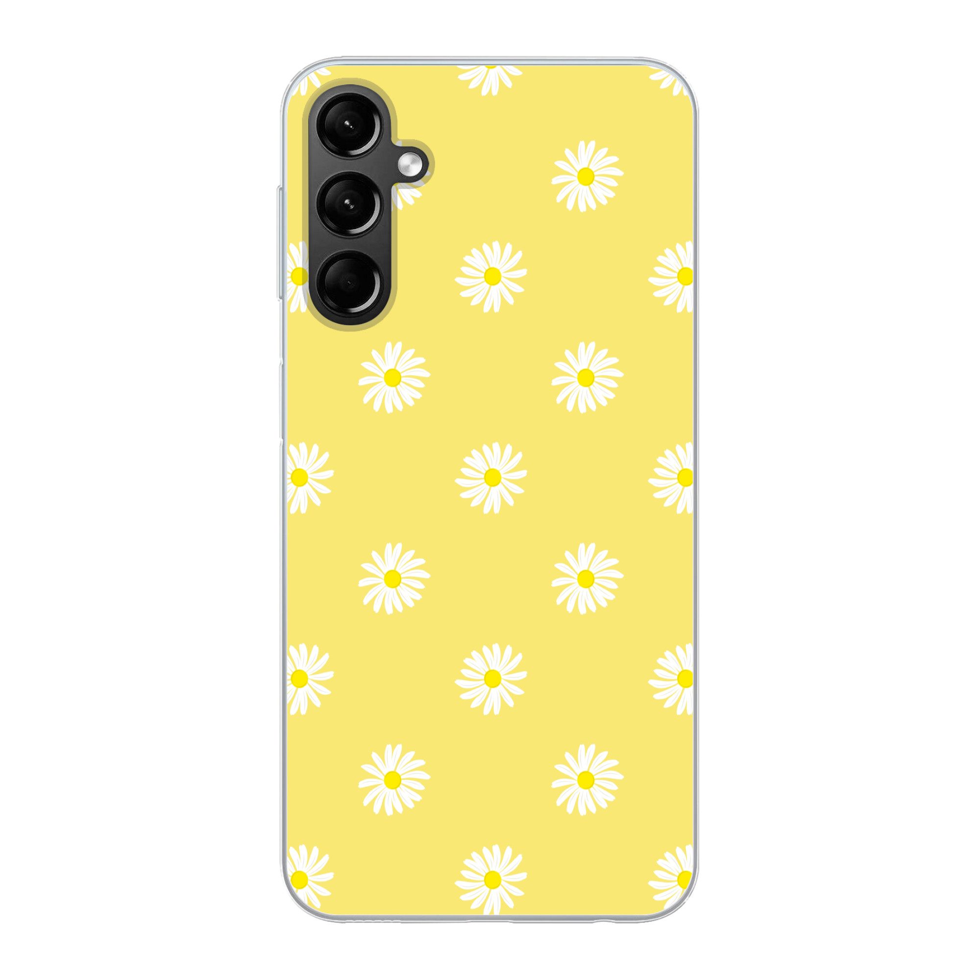 MuchoWow Handyhülle für Samsung Galaxy A24 Gänseblümchen - Pastell - Weiß - Gelb - Blumen, Smartphone-Bumper, Print, Handy Schutzhülle Dünn