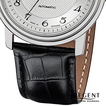 Regent Quarzuhr Regent Herren Uhr GM-1613 Leder, Herren Armbanduhr rund, groß (ca. 40mm), Lederarmband