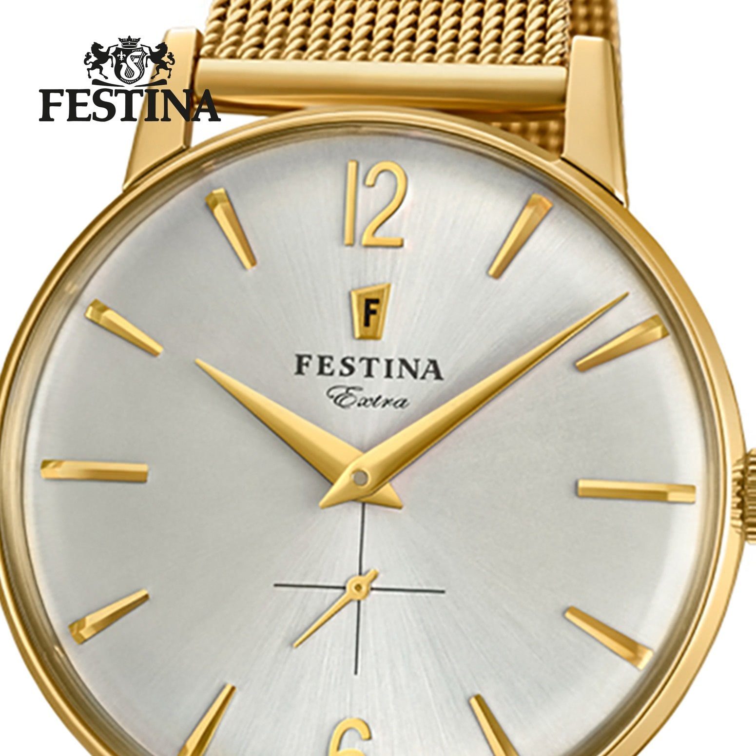 Armbanduhr Herren F20253/1 Analog, rund, Festina gold Uhr Edelstahlarmband Quarzuhr Herren Festina