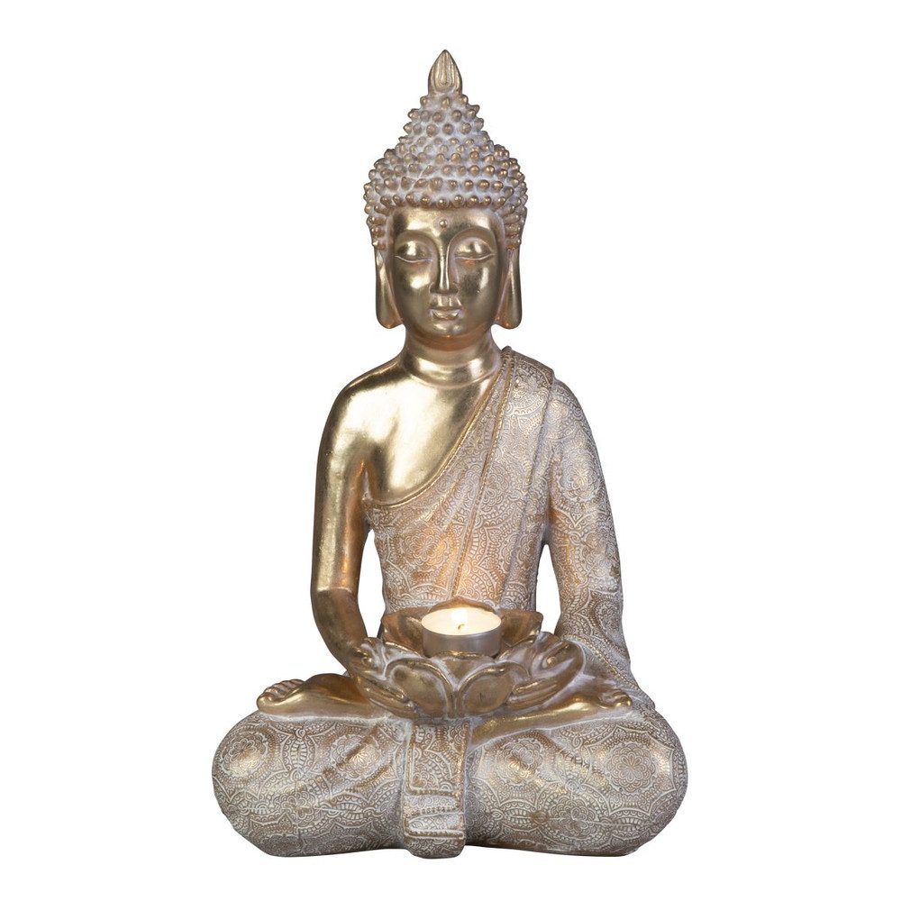 MICA Dekolicht Buddha sitzend mit Teelichthalter - aus Polyresin - ca. 24 x 17,5 x 3