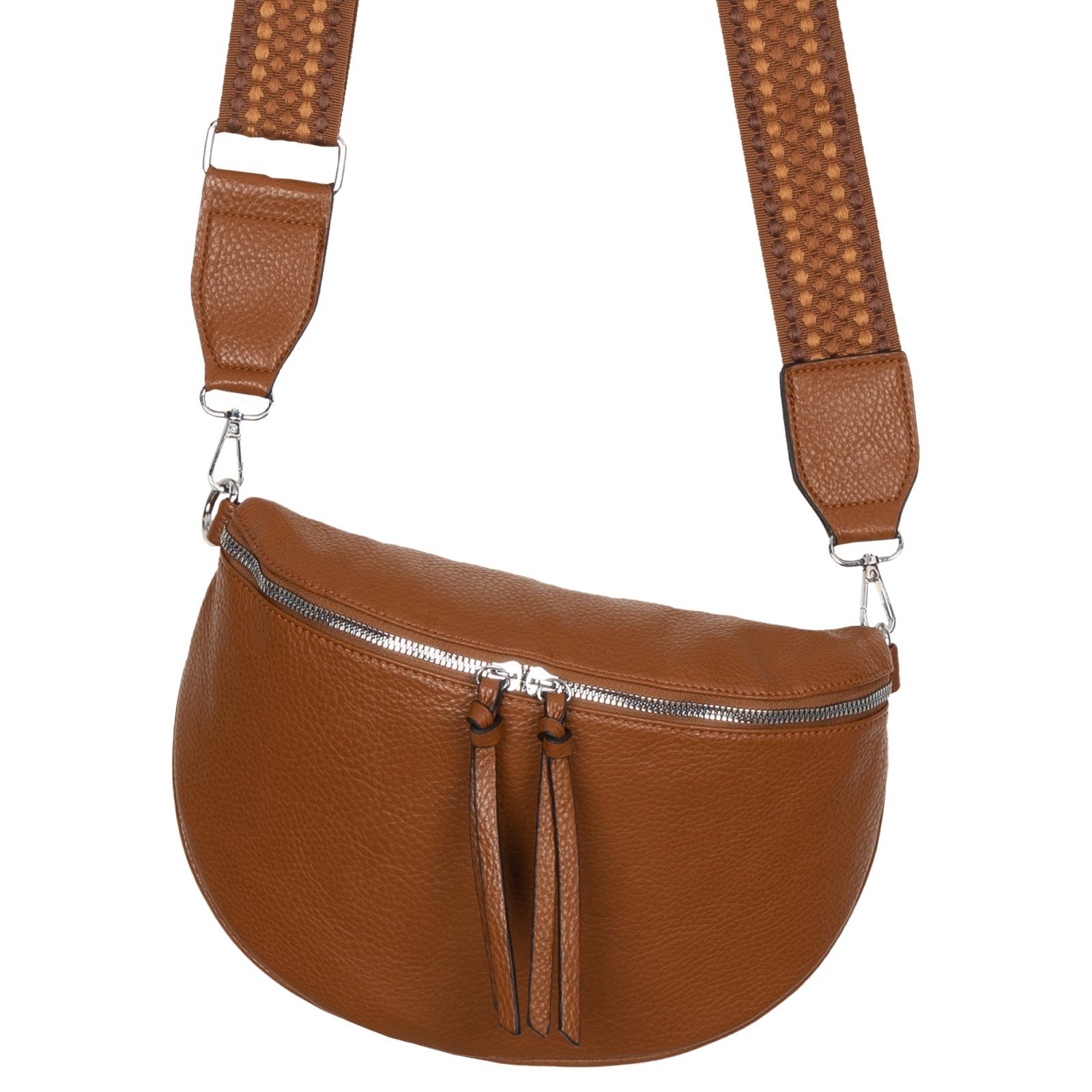 Italy-D, Hüfttasche Schultertasche, CrossOver, EAAKIE Gürteltasche Crossbody-Bag BROWN Umhängetasche Umhängetasche tragbar Kunstleder als Bauchtasche