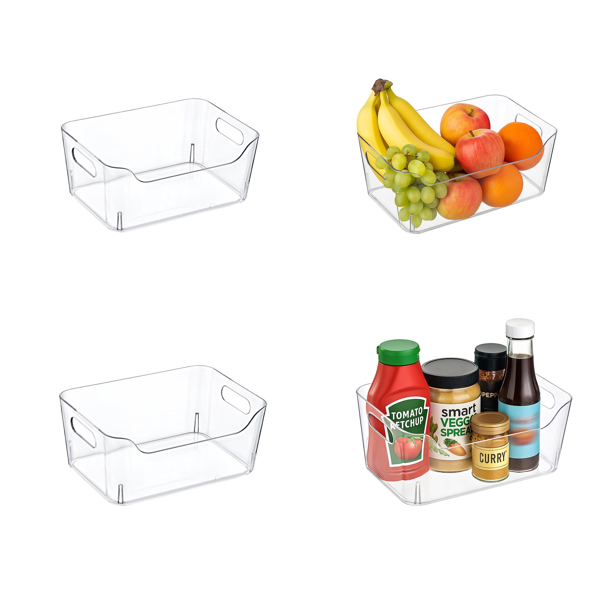 ogoPLUS Küchenorganizer-Set 4 Stück Kühlschrank Organizer - 7 Liter, Lebensmittel aufbewahrungsbox, (Ideal auch für Büro, Bad, Vorratsbox im Schrank, BPA frei), zur optimalen Platznutzung, Bürobedarf, Kosmetik, Pflegeprodukte
