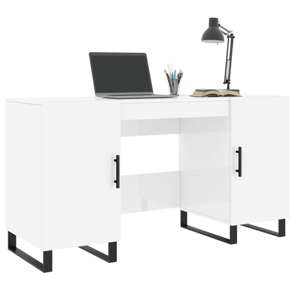 vidaXL Schreibtisch Hochglanz-Weiß 140x50x75 Schreibtisch Holzwerkstoff cm Hochglanz-Weiß Hochglanz-Weiß 
