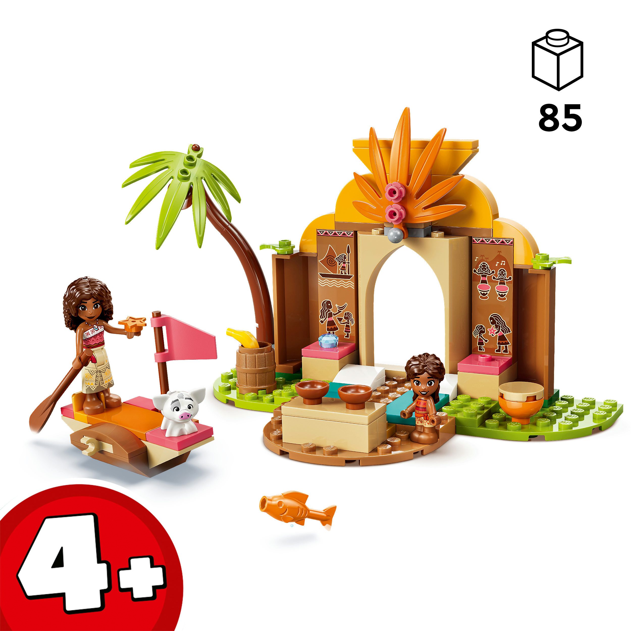 LEGO® Vaianas Hütte und Boot (43282), LEGO Disney Princess Konstruktionsspielsteine, (85 St), Made in Europe