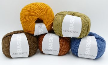 LANA GROSSA Basics Merino Seta Wolle zum Stricken und Häkeln Häkelwolle, 130,00 m (Wolle mit Merinowolle Baumwolle Seide, Strickgarn, Strickwolle, Handstrickgarn), reines Naturfasergarn Wolle mit Seide