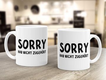 MoonWorks Tasse Kaffee-Tasse Sorry hab nicht zugehört Spruch-Tasse Teetasse Keramiktasse MoonWorks®, Keramik