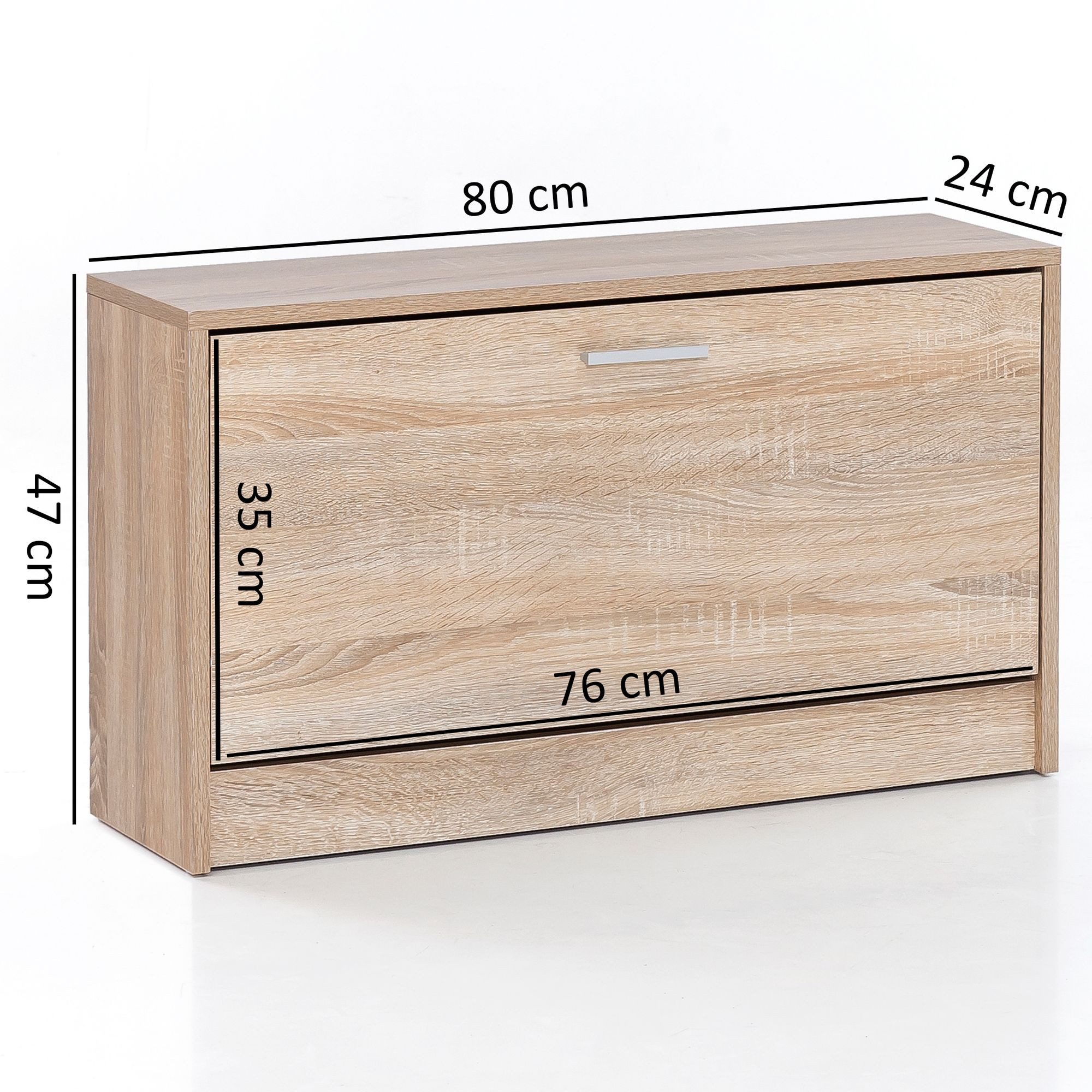 Wohnling Schuhbank WL5.270 SPLIT Sonoma Schuhkipper Holz Flurbank Schuhschrank Sitzbank (mit Sitzfläche Sonoma, Schuhkipper Holz 80x47x24cm), Kleine Flurbank Ge – Bild 4 von 5