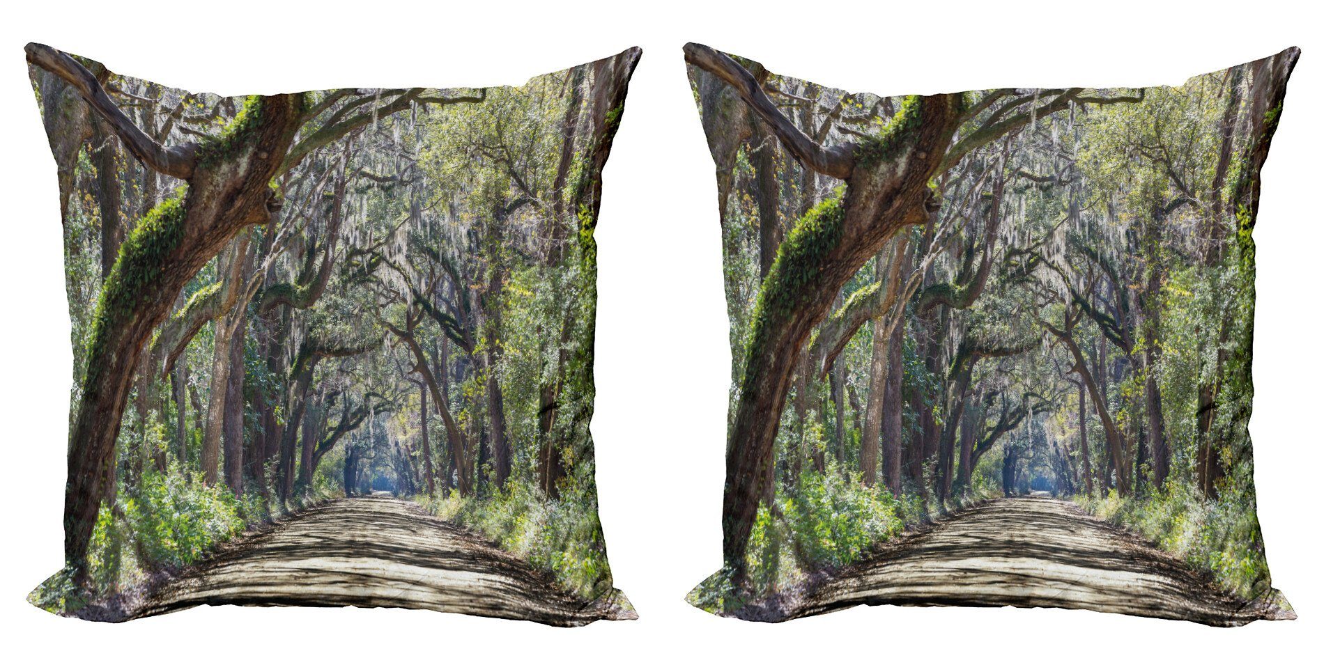 Kissenbezüge Modern Accent Doppelseitiger Digitaldruck, Abakuhaus (2 Stück), Natur Straße in Wald Carolina