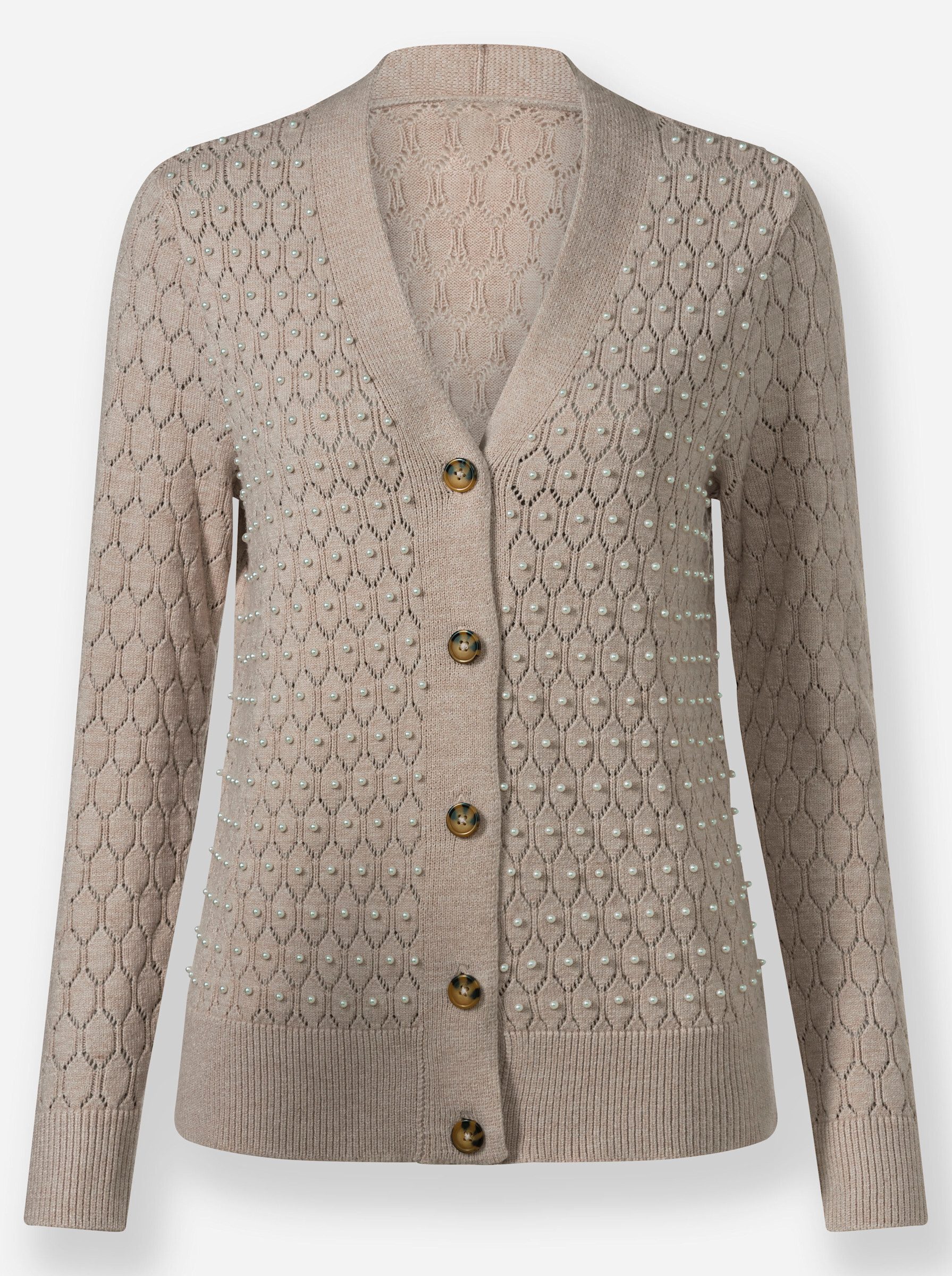Strickjacke Ajour-Strickjacke Langarm Ajour