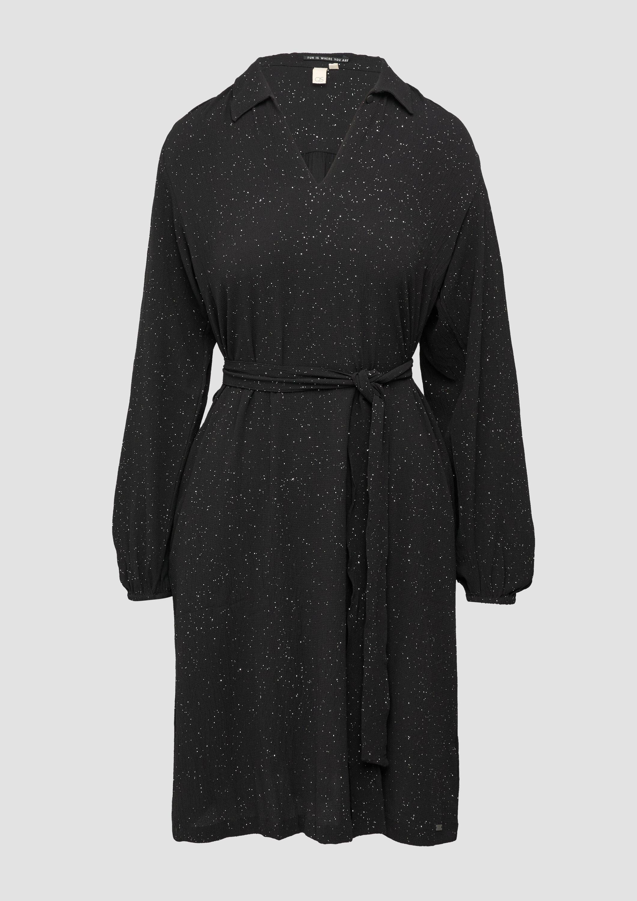 QS Minikleid Kleid Glitzerkleid mit Gürtel und Eingrifftaschen