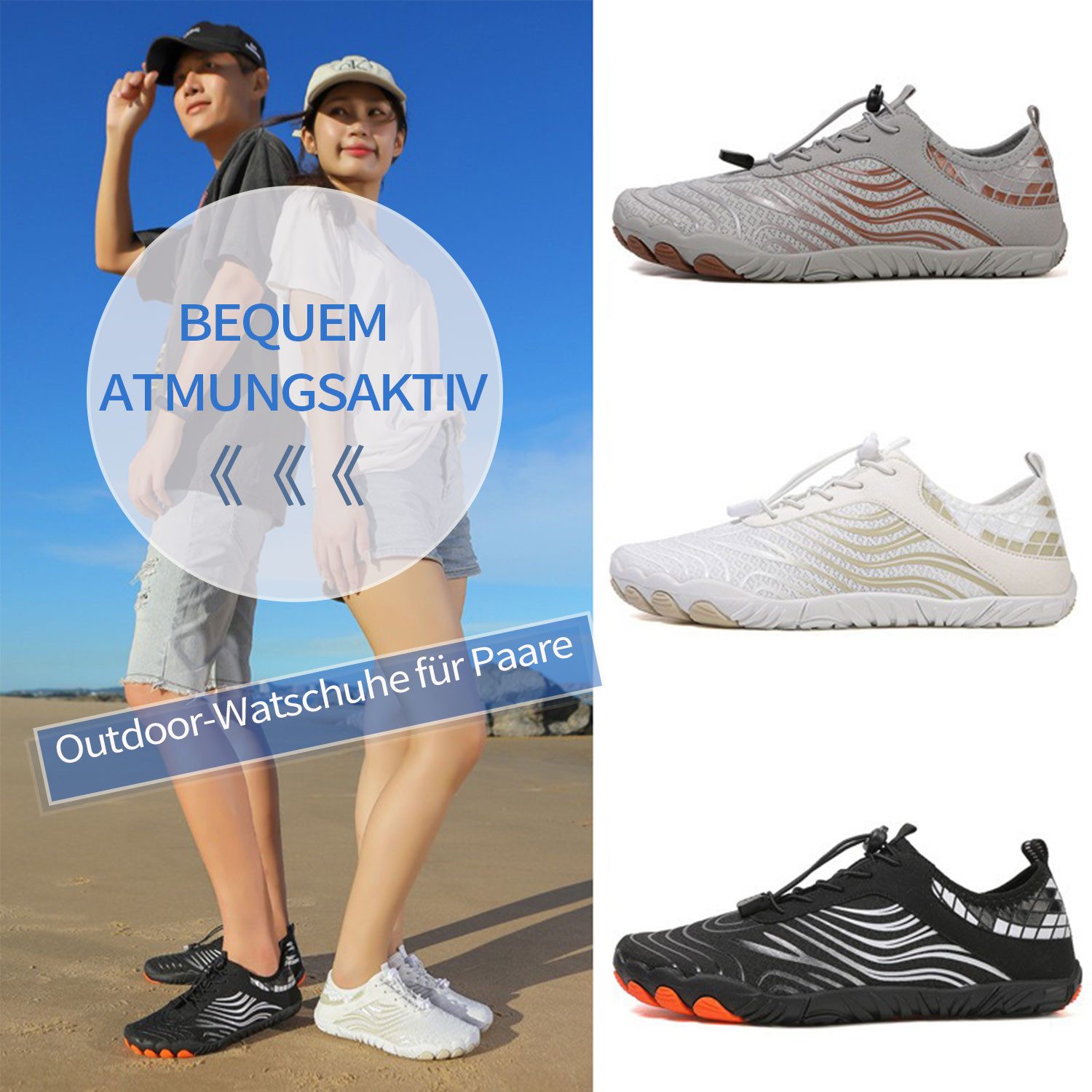 Refttenw Outdoor Barfußschuhe Schnell Trocknend Strandschuhe für Wassersport Wasserschuh Leicht, Atmungsaktiv, Rutschfest, Komfortabel, Weich
