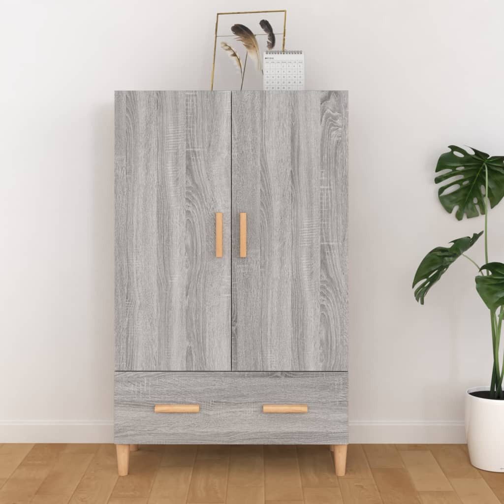furnicato Highboard 70 x 31 x 115 cm Grau Sonoma aus Holzwerkstoff (1 St), Stabile Kommode mit zwei Türen, einer Schublade und viel Stauraum