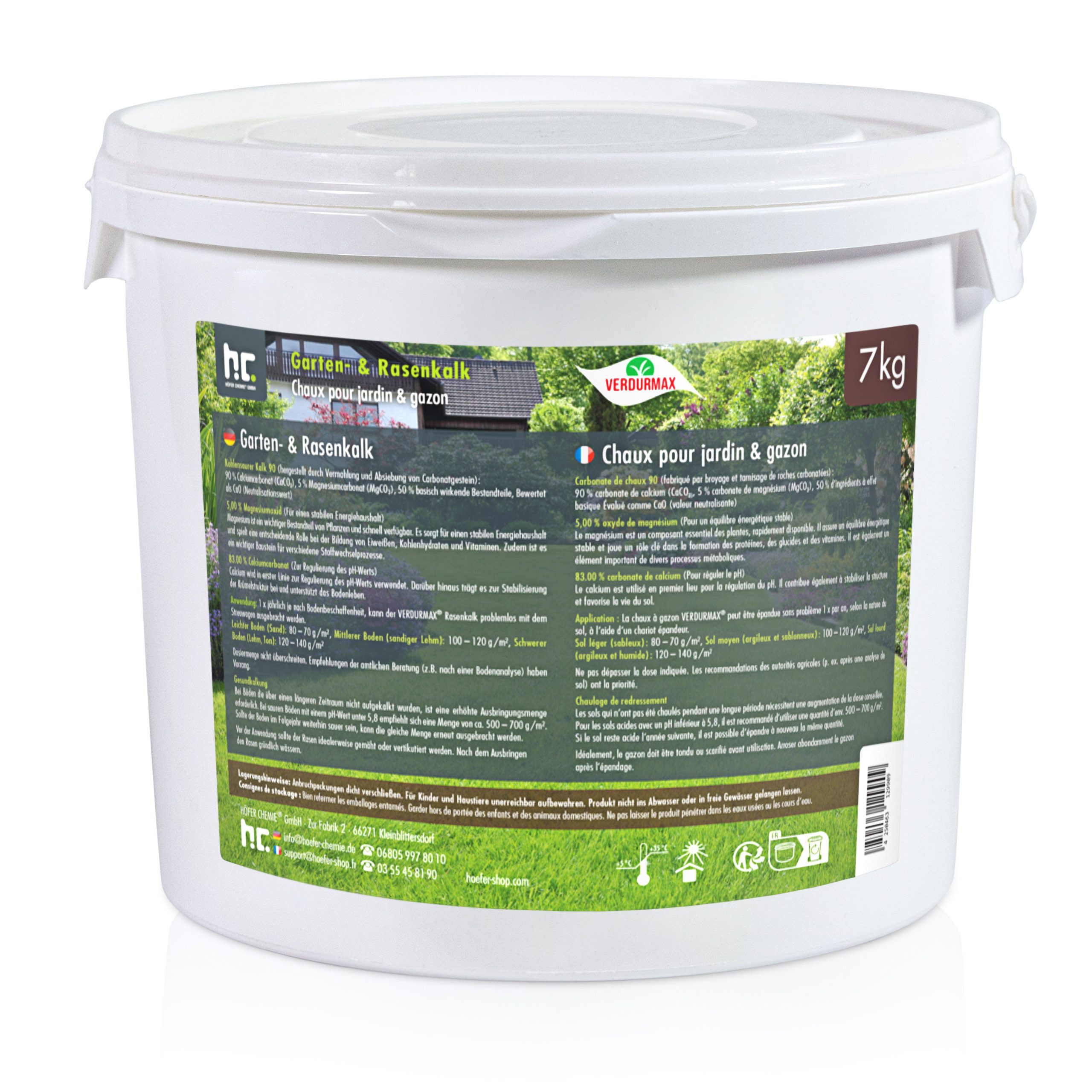 Höfer Chemie GmbH Rasenkalk 7 kg VERDURMAX® Garten- und Rasenkalk, Rasenkalk, 1-St., 0