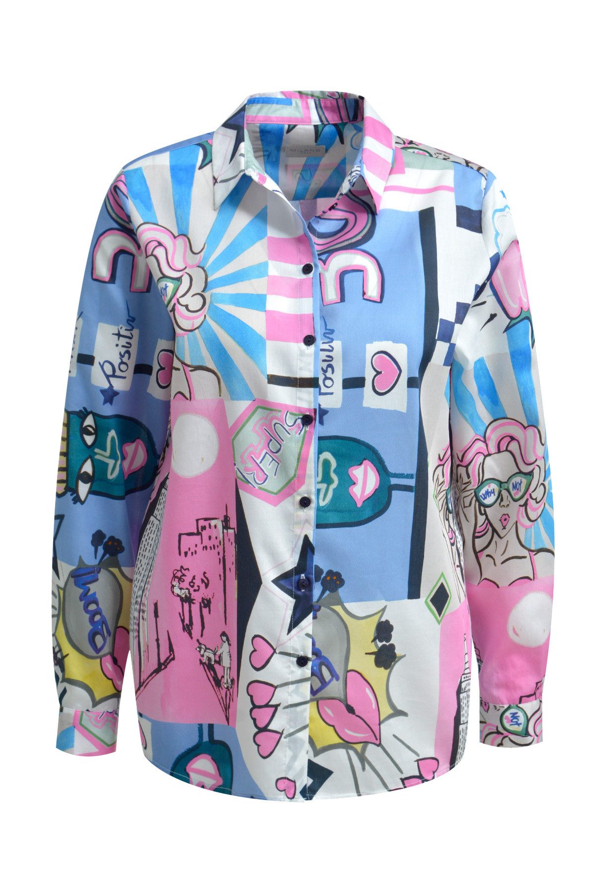 Blusentop Bluse mit Kunstprint - Regular Fit
