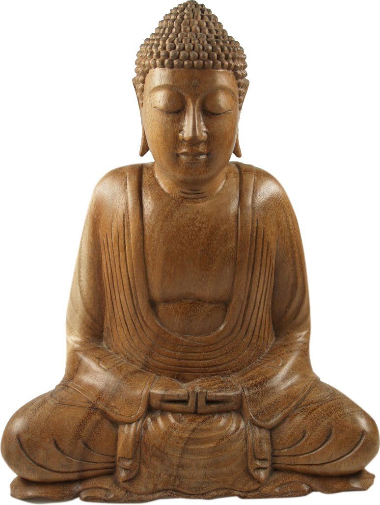 Guru-Shop Buddhafigur Holzbuddha, Buddha Statue, Handarbeit 30 cm,..