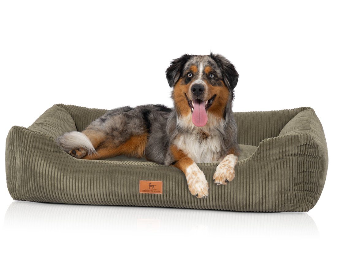 Knuffelwuff Hundebett Olivia Cord XL 105 x 75cm Khaki günstig online kaufen
