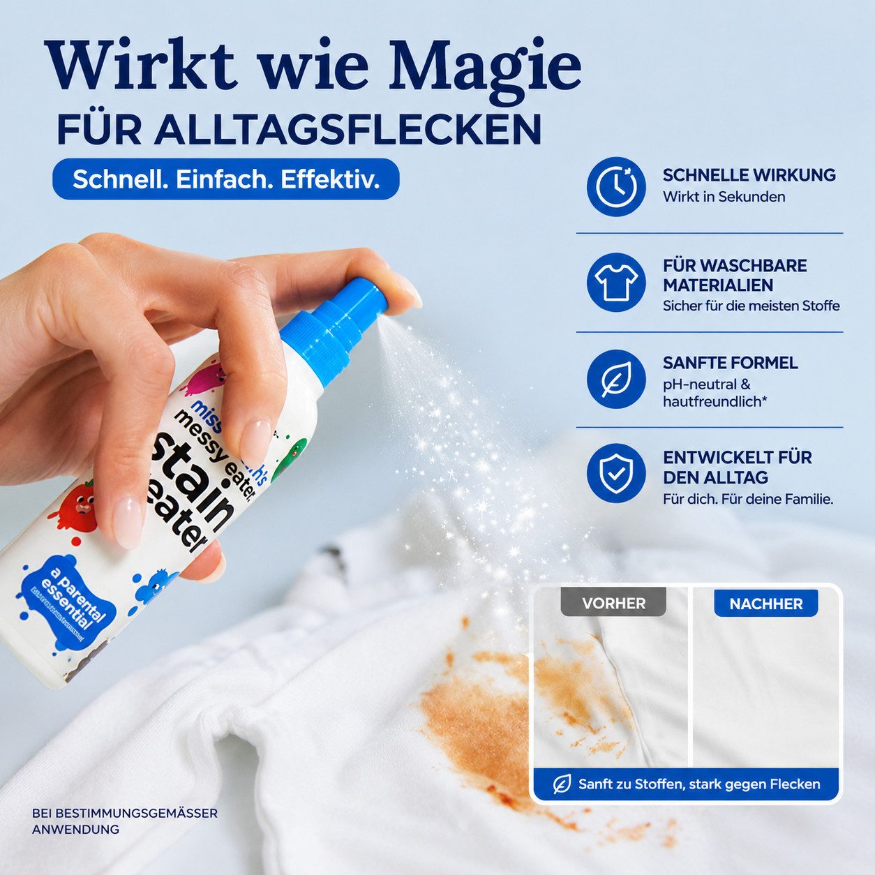 Miss Mouths Miss Mouth's Messy Eater Fleckenbehandlungsspray, Fleckentferner (1-St. 1er-2er-3er Set keine chemische Reinigung, Lebensmittel, Fett, Kaffee, Wäsche)