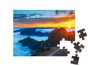 puzzleYOU Puzzle Sonnenuntergang über den Bergen, Madeira, Portugal, 48 Puzzleteile, puzzleYOU-Kollektionen Portugal