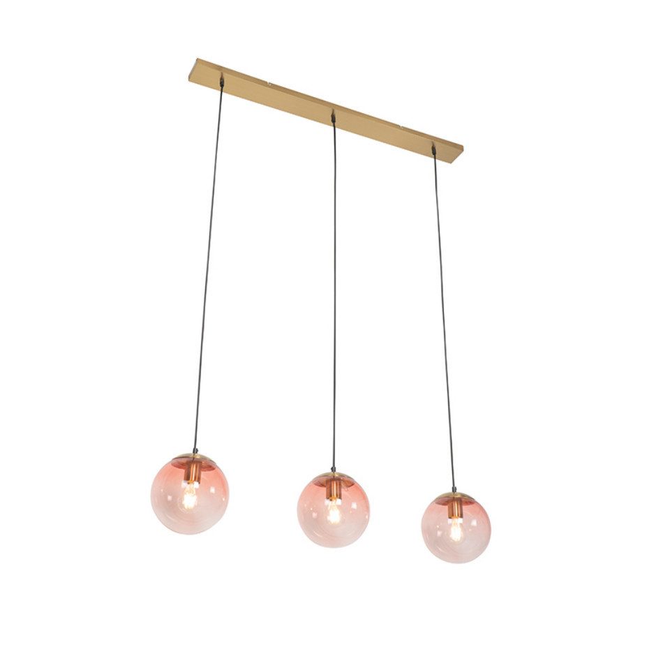 Qazqa Pendelleuchte Pallon, ohne Leuchtmittel, Warmweiß, QAZQA Hängeleuchte, e27, Rosa, Glas, Art Deco