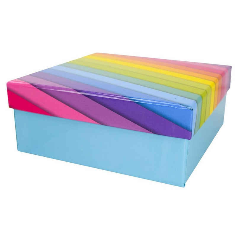 Out of the Blue Stapelbox Geschenkkarton in verschiedenen Größen hellblau mit Regenbogen, mit abnehmbaren Deckel