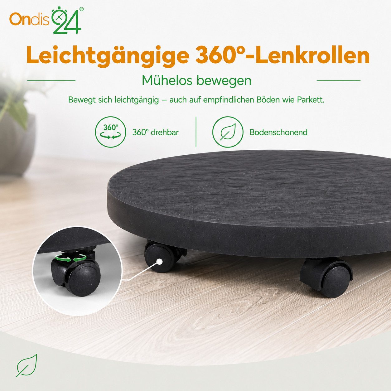 ONDIS24 Möbelrolle Ondis24 Pflanzenroller bis 150 kg Pierre 40