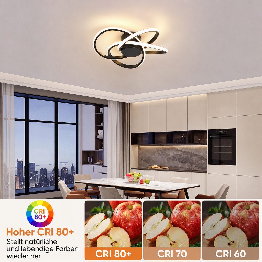 BlingBin LED Deckenleuchte Deckenlampe 37W Moderne 3000K Warmweiß Decken-Lampe, Warmweiß, LED fest integriert, Wohnzimmer Schlafzimmer Arbeitszimmer Esszimmer D – Bild 5 von 5