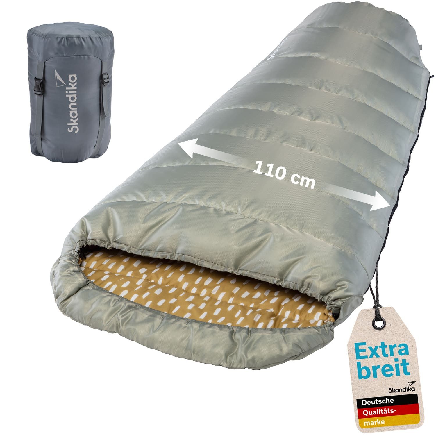 Skandika Mumienschlafsack Vegas Schlafsack XXL für Erwachsene, Camping, koppelbar, breit, groß (2-Wege-Reißverschluss), Doppelschlafsack, 3 Jahreszeiten, bis -12°C, 220 x 110 cm, Packsack
