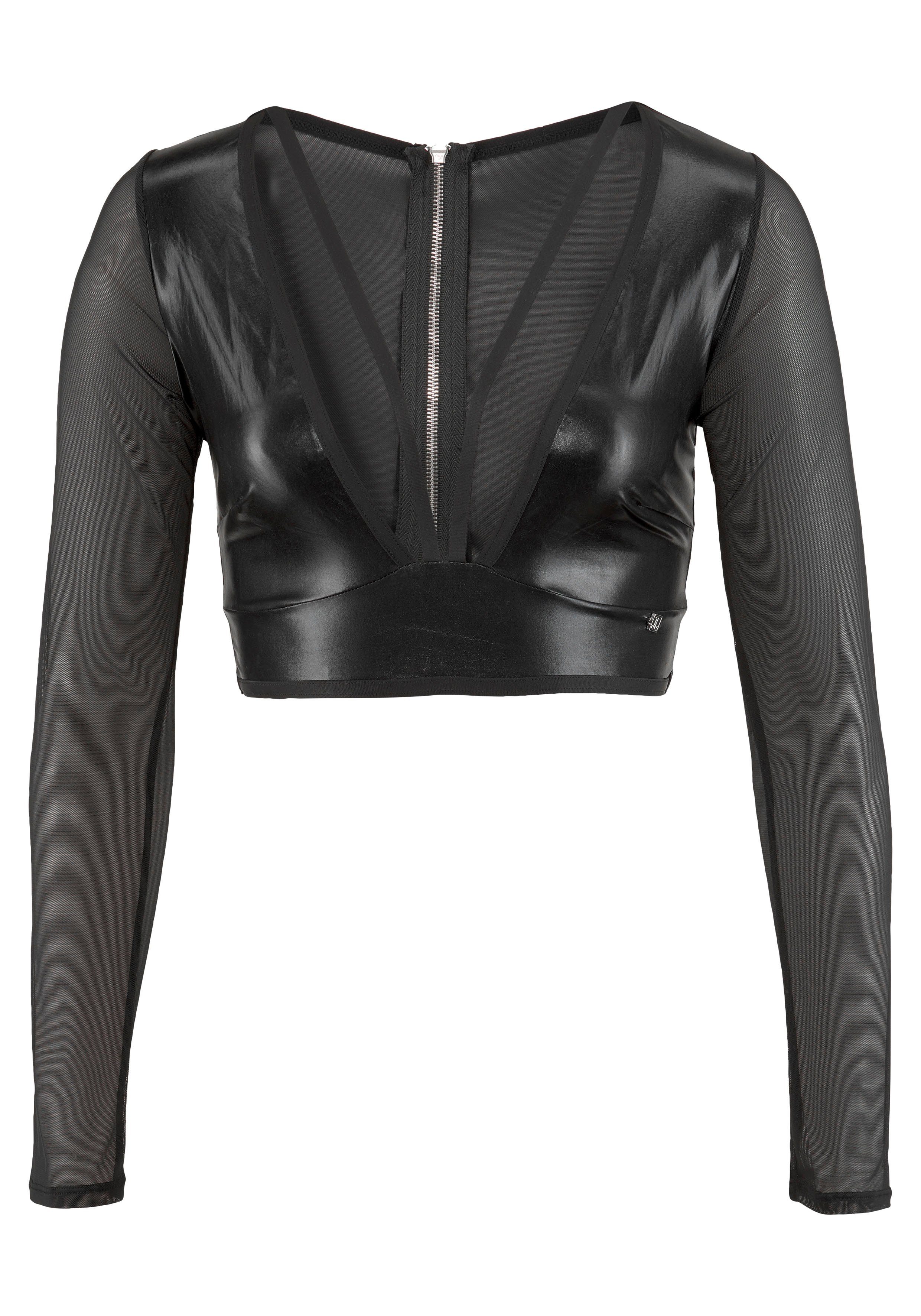 JETTE Mesh-Top aus elastischem Lederimitat und günstig online kaufen