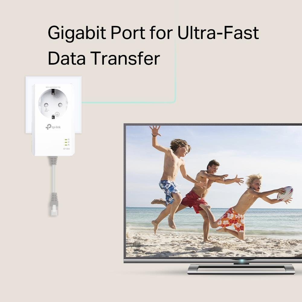 tp-link TL-PA7017P KIT AV1000-Gigabit-Powerline-Adapter Netzwerk-Adapter, KIT mit Steckdose Weiß – Bild 3 von 5