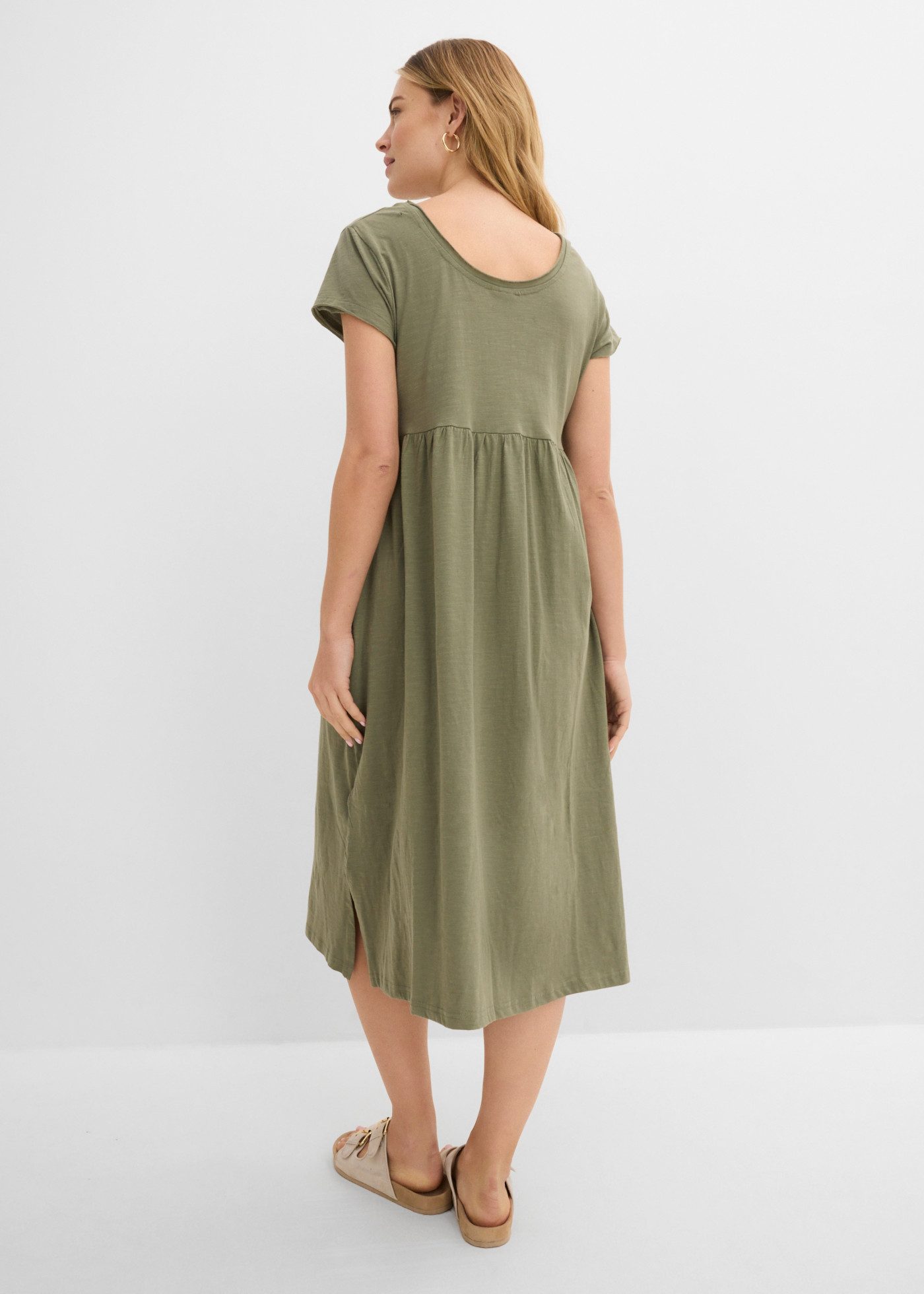 bonprix Midikleid aus reiner Baumwolle, lockere Passform, mit Schlitzdetail – Bild 2 von 5