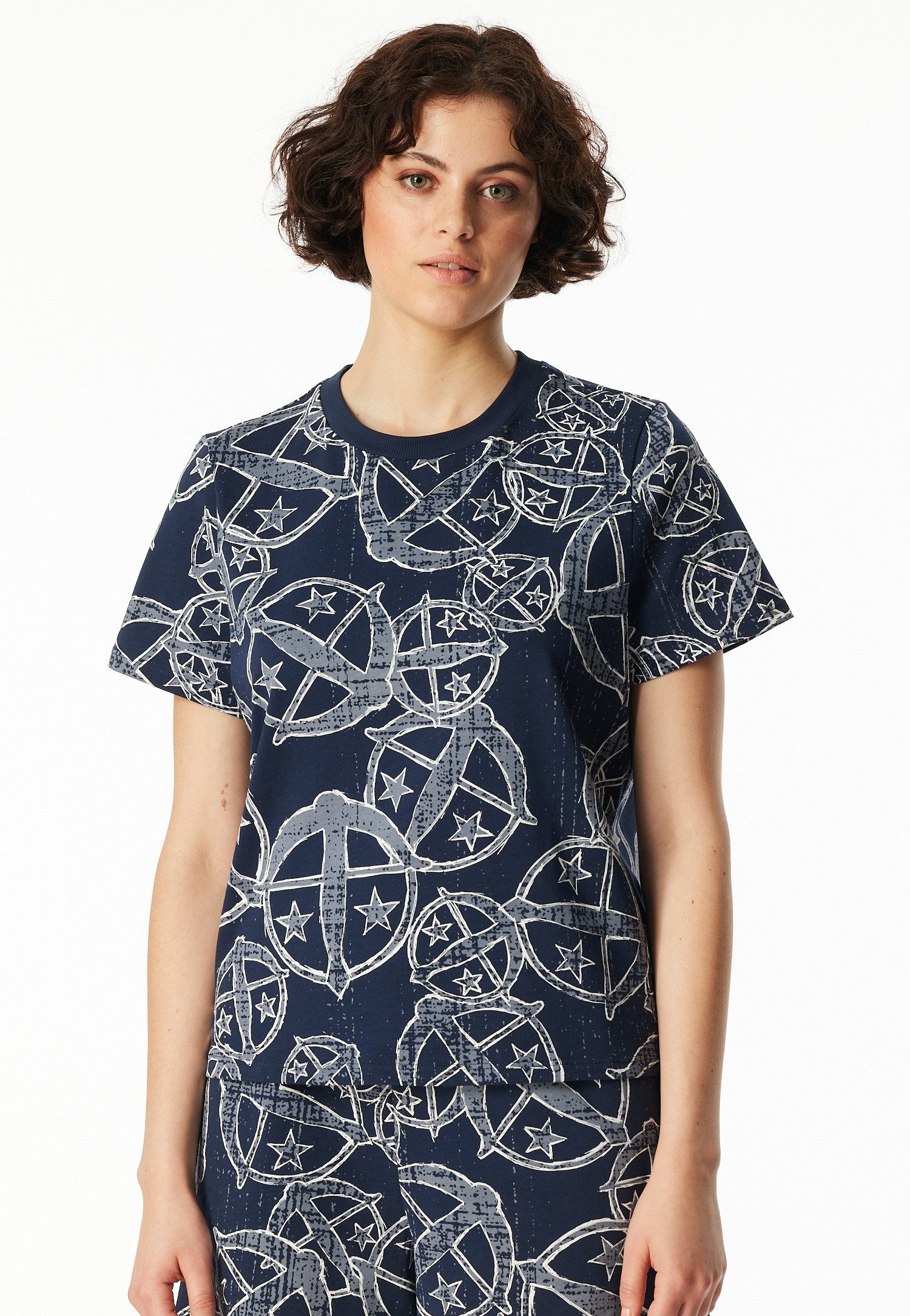 Schiesser T-Shirt Schiesser 150 Years Allover-Druck, Baumwolle, Loose Fit günstig online kaufen