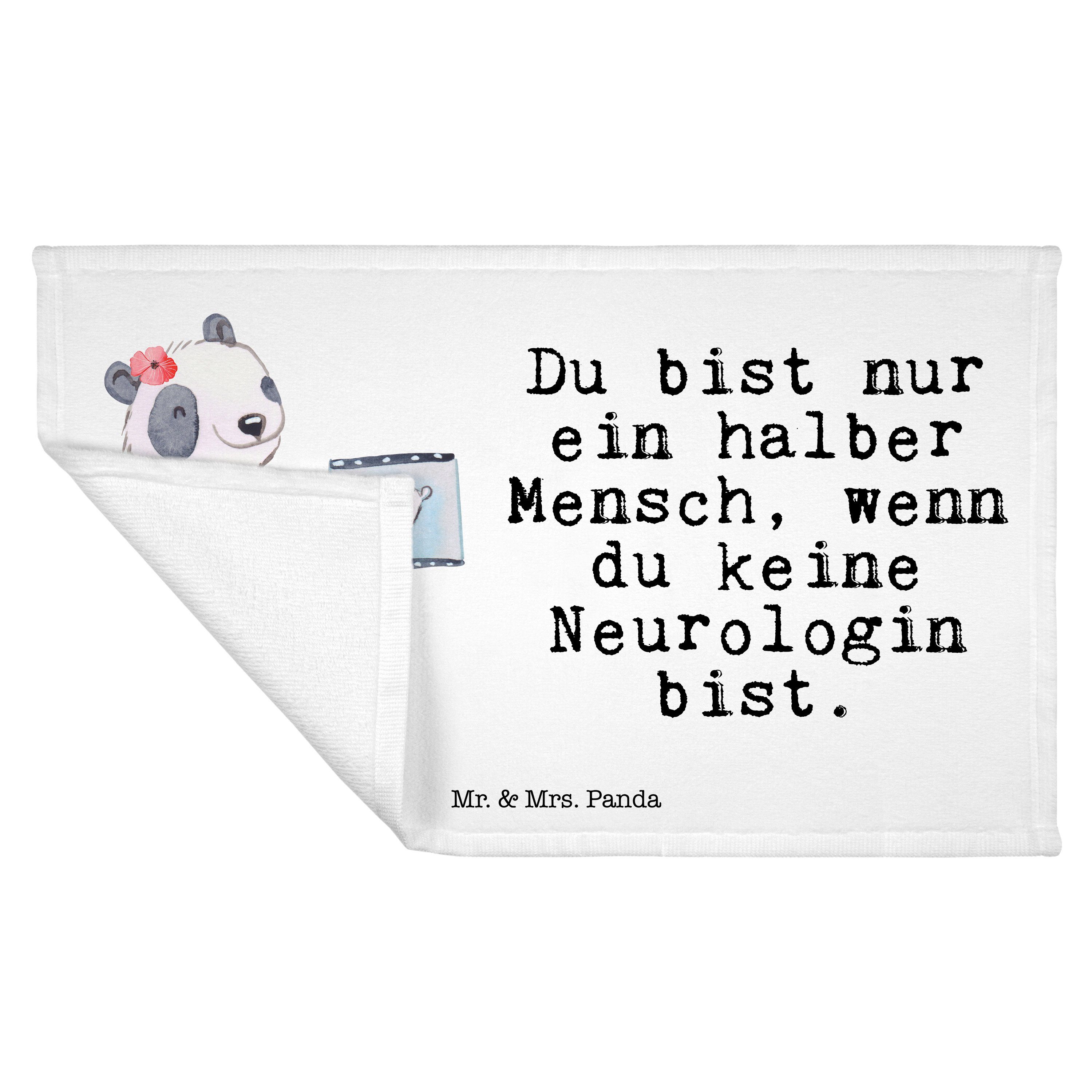(1-St) Panda Mrs. Weiß Herz Handtuch - Geschenk, - Mr. Neurologin Frottier, & mit Firma, Reisehandtuch,