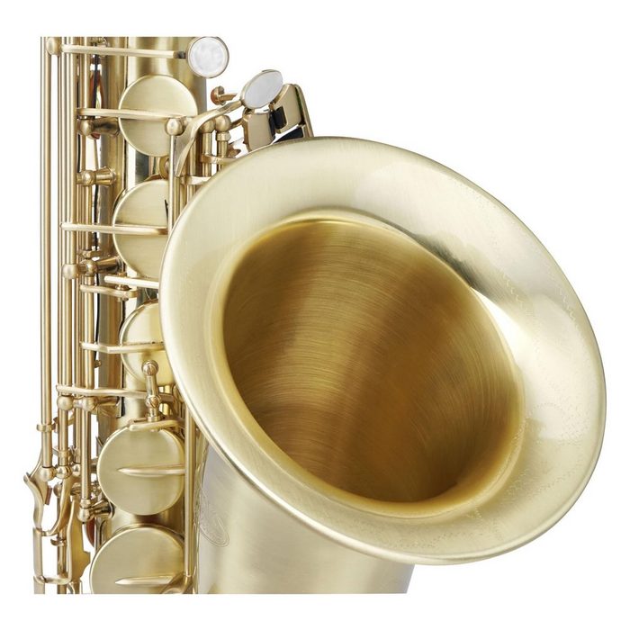 Classic Cantabile Saxophon TS-450 Tenorsaxophon Messing matt gebürstet (5-tlg. inkl. Koffer Mundstück Putztuch und Handschuhe) Bb-Stimmung Hoch-Fis-Klappen ergonomische Klappenmechanik CQ10662