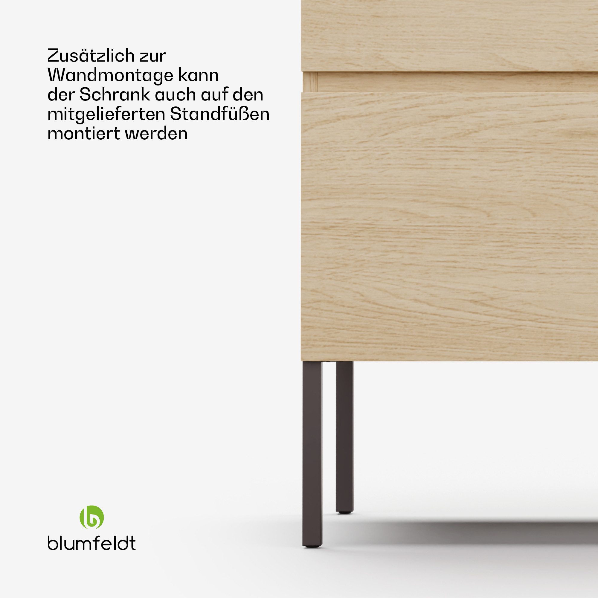 Blumfeldt Johnstone bathroom cabinet with feet, 80cm, washbasin with cabinet, vanity unit set